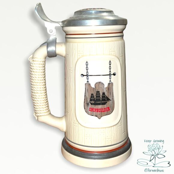 1986 Avon, "The Building of America, The Shipbuilder" Beer Stein Limited Edition - Picture 4 of 9